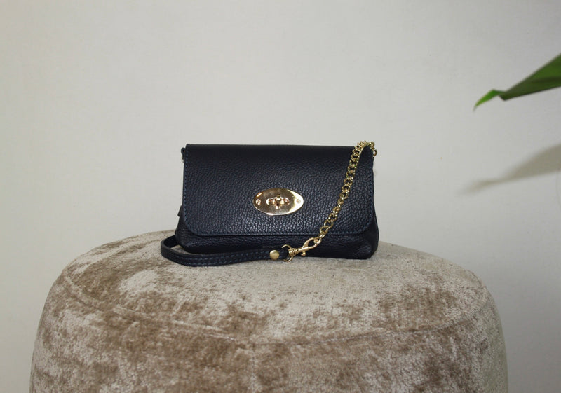 Donkerblauwe tas leder - Chic by R