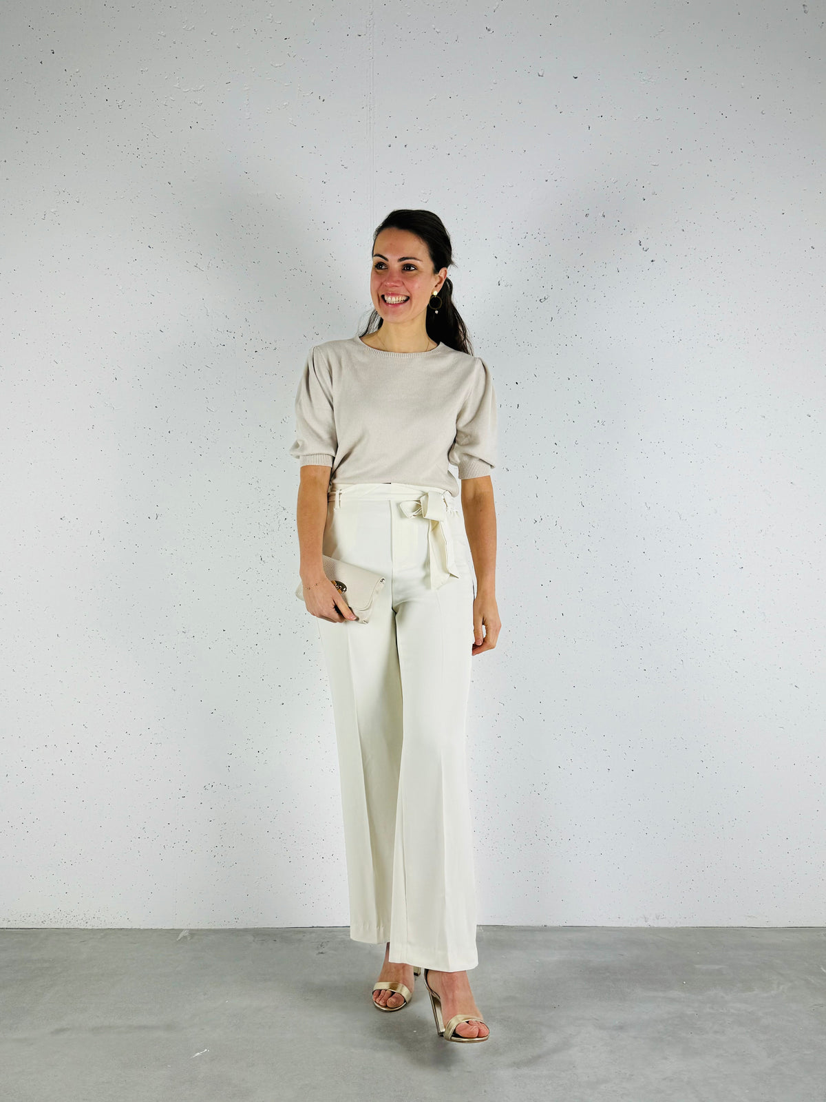 High-waist pantalon off-white - Chic by R